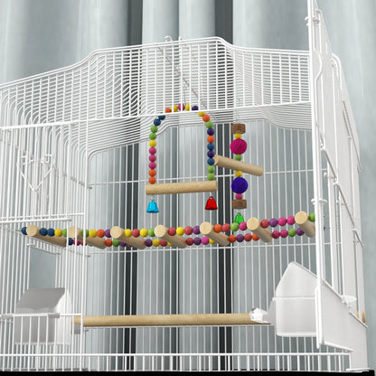 36" Bird Cage with Accessories, Handle, Mesh Cover, Tray, White Bird Cages at Gallery Canada
