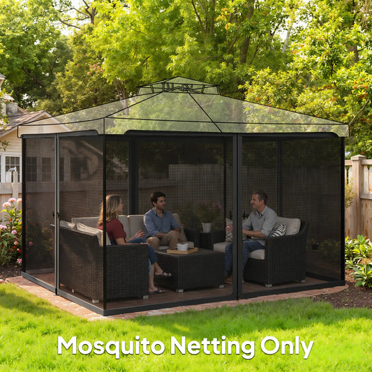 Mosquito Netting For Gazebo, 10' x 12', Black Gazebo Sidewalls Black at Gallery Canada
