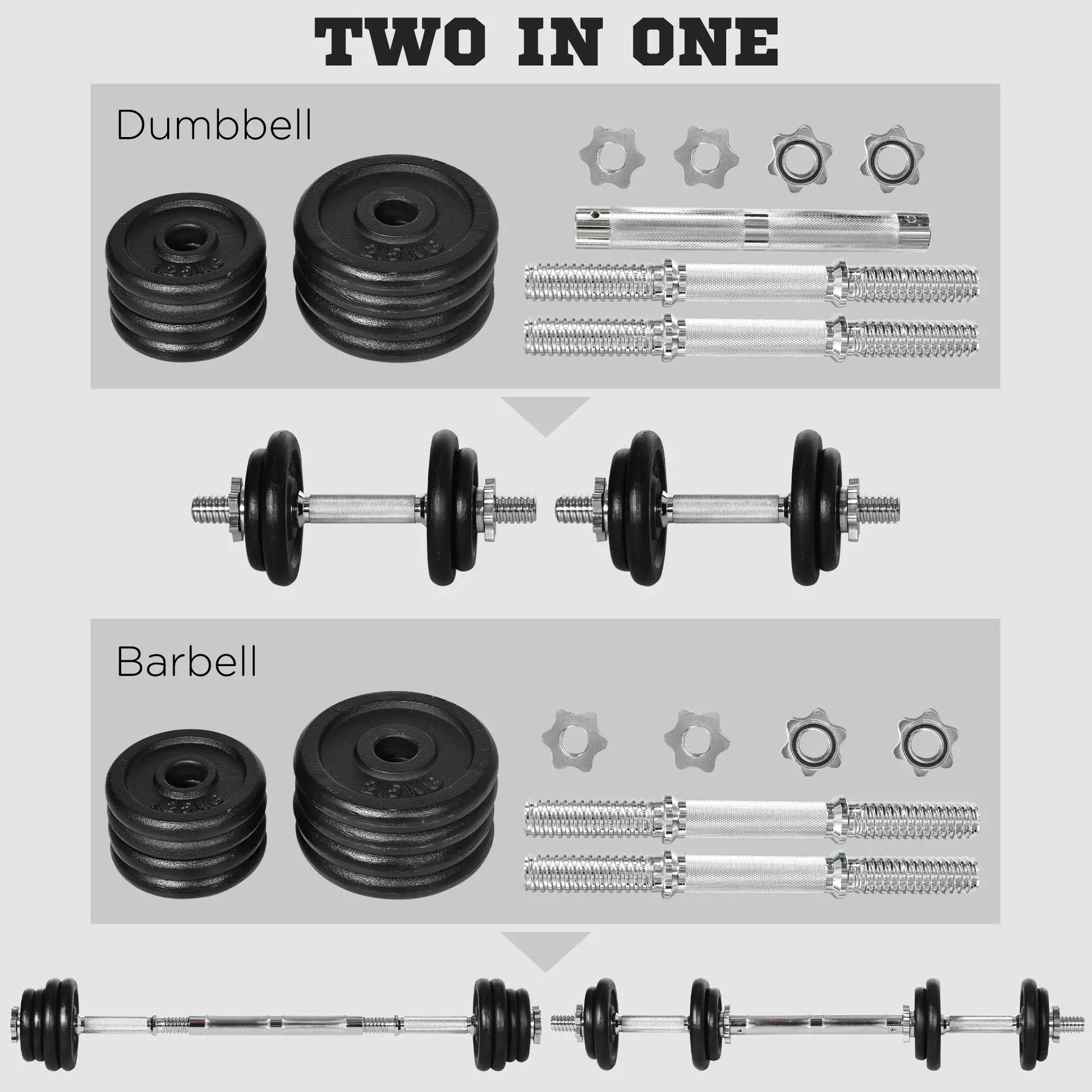 44lbs Adjustable Weight Barbell, Dumbbells Set, Non-Slip Handles, Black Dumbbells & Barbells at Gallery Canada