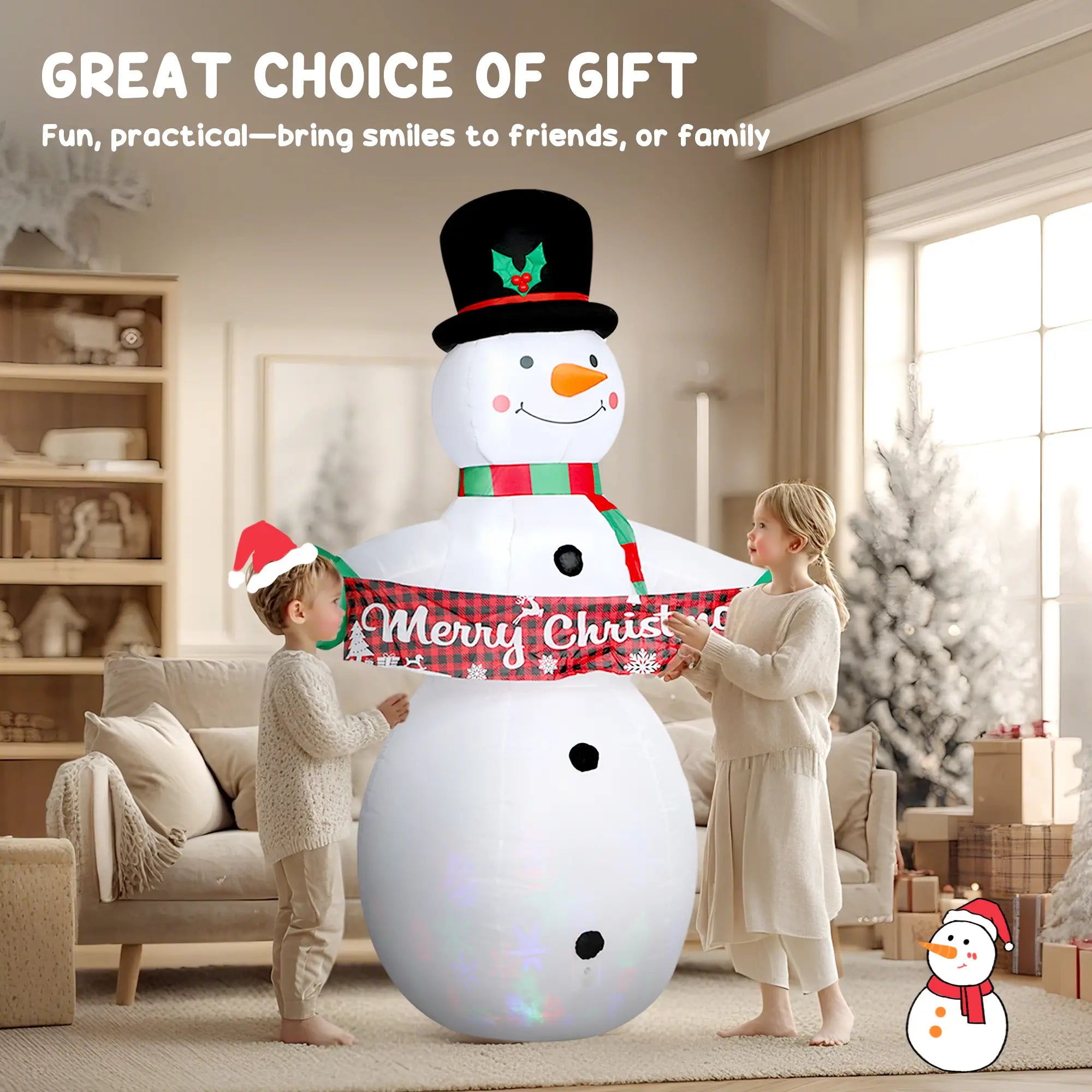 7FT Snowman Inflatable with Motion Music, LED Light Projector Christmas Inflatables at Gallery Canada