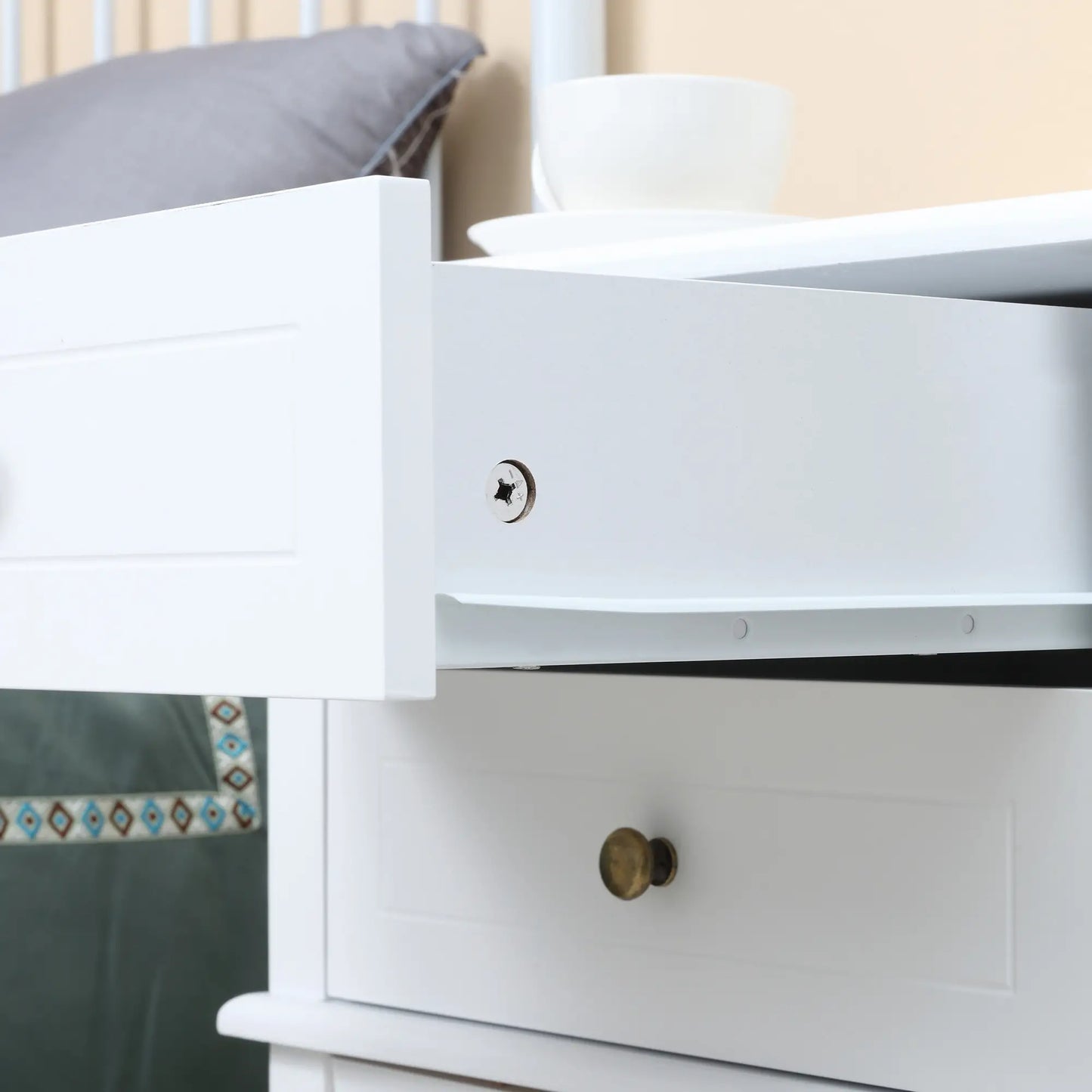 Modern Sofa Side Table with Drawers, Storage Shelf, White Side Tables at Gallery Canada
