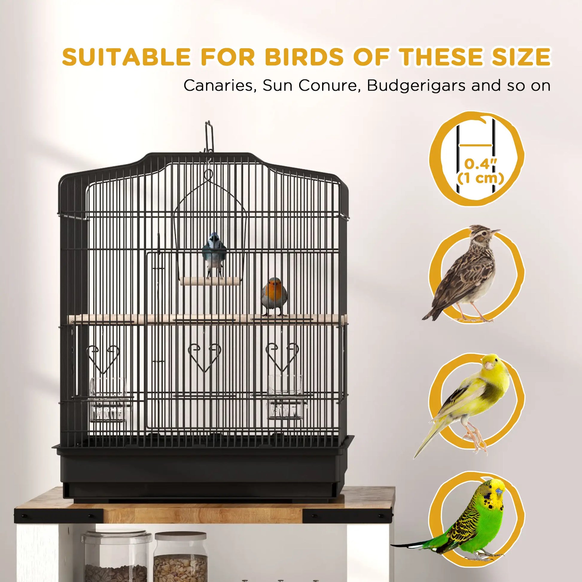 23" Bird Cage, Finches Canaries, Parrot Cage, 2 Feeders, Black Bird Cages at Gallery Canada