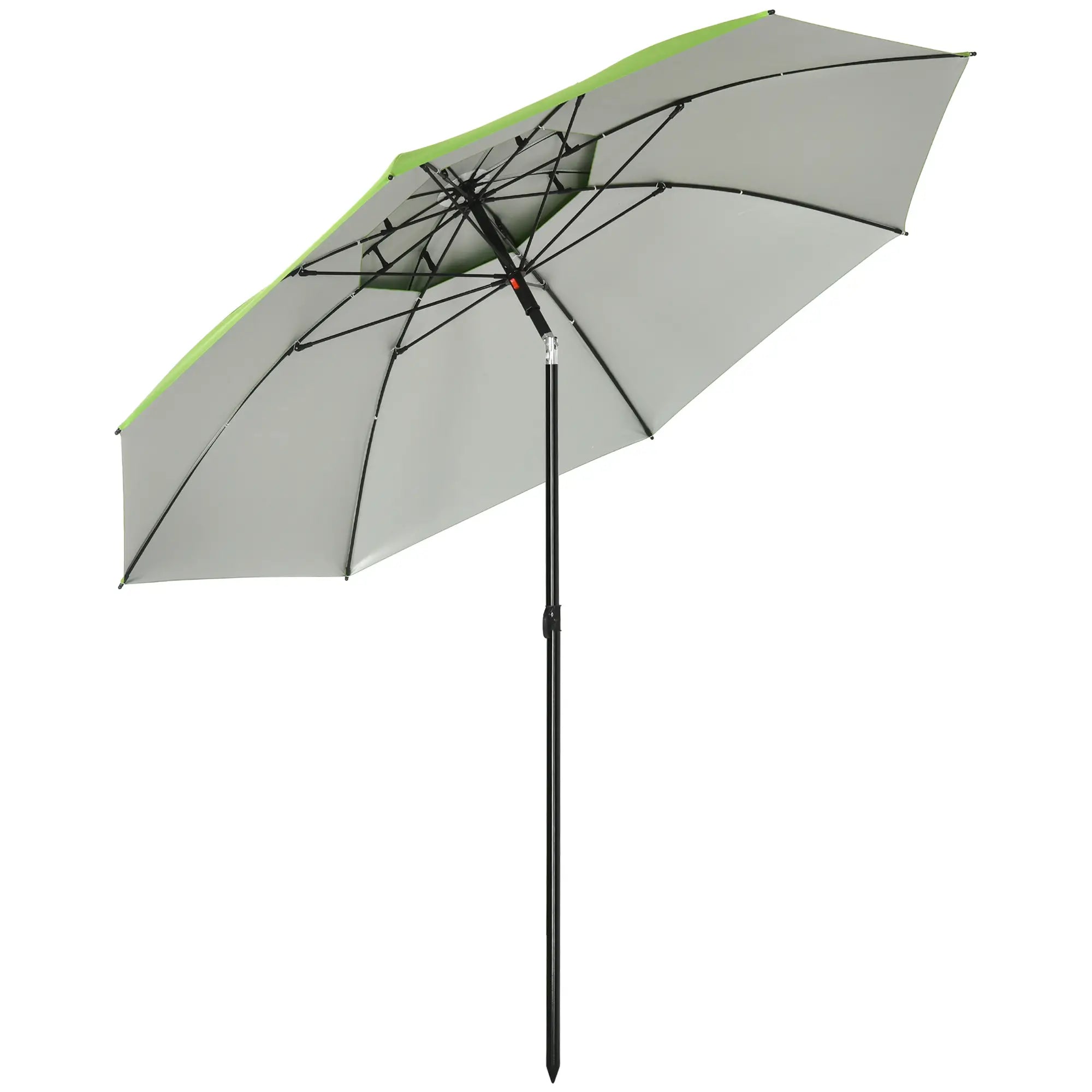 6.6ft Arched Beach Umbrella, Adjustable, Steel Frame, UV30+, Green Beach Umbrellas at Gallery Canada