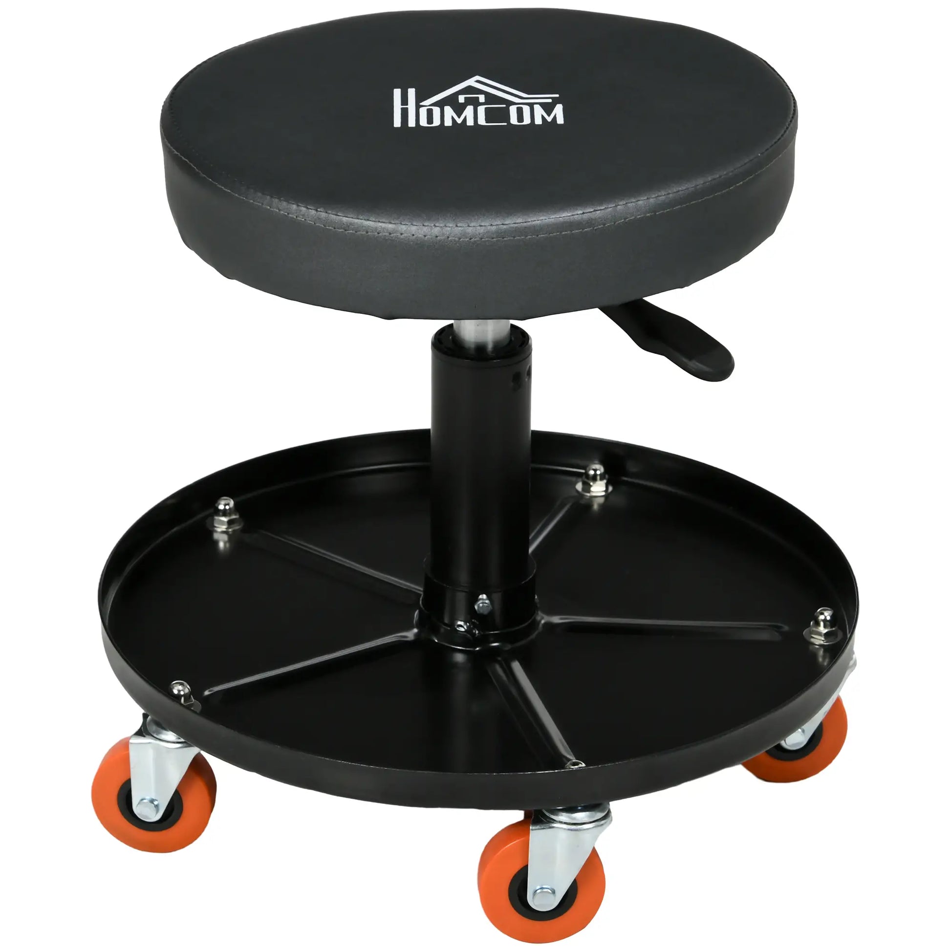 Adjustable Pneumatic Mechanic Stool, with Tool Tray, Wheels, Black Automotive Black at Gallery Canada