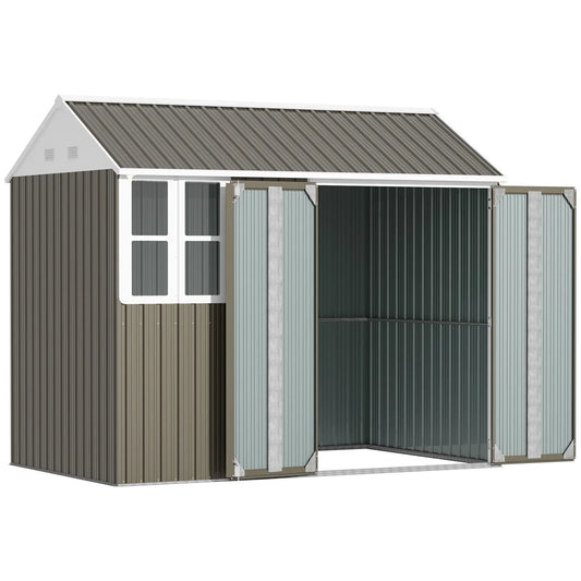 8.5' x 5.5' Metal Garden Shed, Outdoor Storage, Lockable Door, Light Grey Sheds Light Grey at Gallery Canada