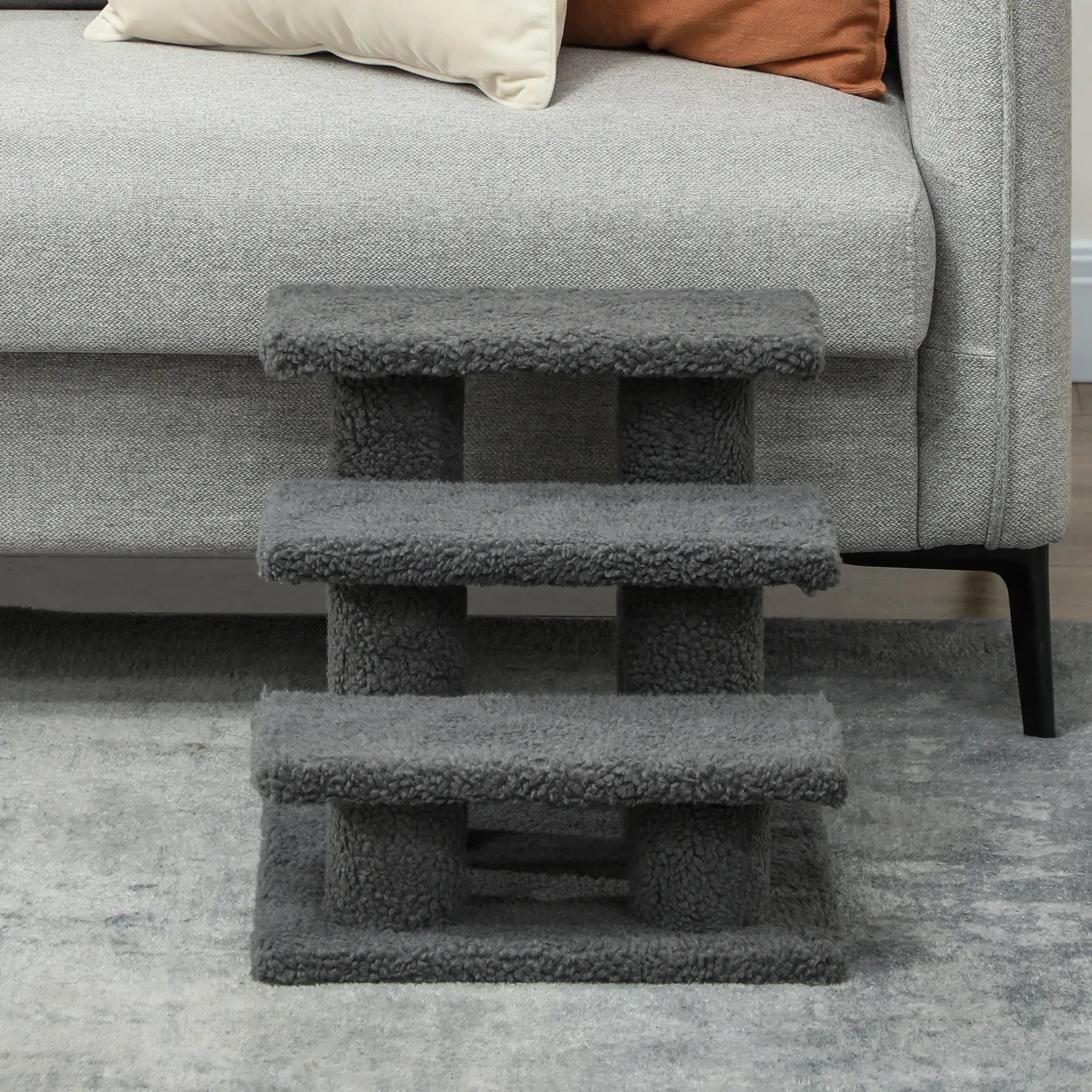 3 Tier Pet Stairs, Dog Cat Step, Scratch Post Furniture, Dark Grey Cat Trees at Gallery Canada