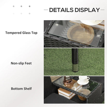 PE Rattan Loveseat with Cushion, Mid-Table, Black Patio Chairs at Gallery Canada