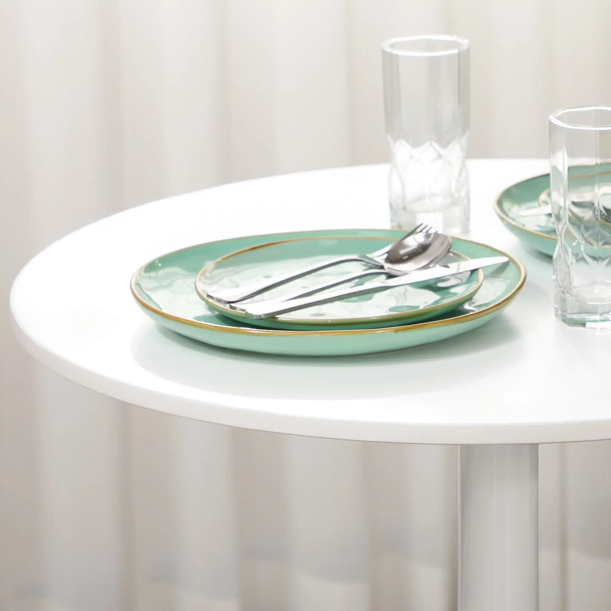 Modern Kitchen Table for 2, Round Dining Table, Steel Base, White Bar Tables & Dining Tables at Gallery Canada
