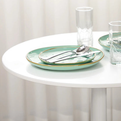 Modern Kitchen Table for 2, Round Dining Table, Steel Base, White Bar Tables & Dining Tables at Gallery Canada