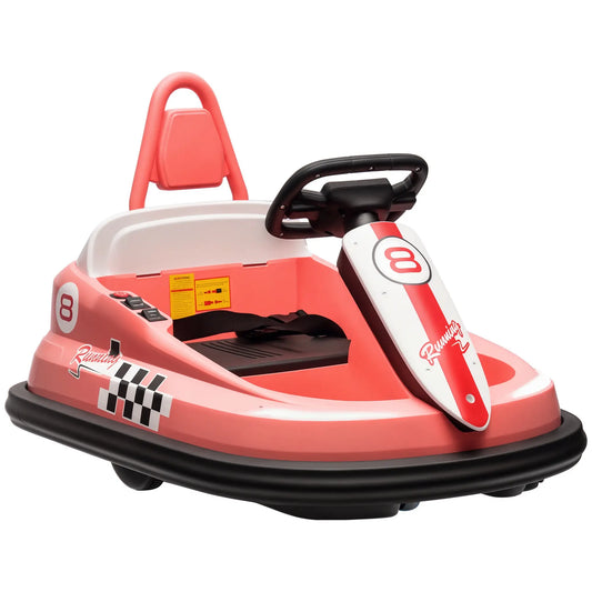 Kids Bumper Car, 6V Electric Ride-On Toy, 360° Rotation, Twin Motors, Pink Electric Toy Cars Pink, White, Black at Gallery Canada