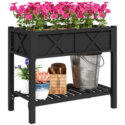 Wooden Raised Garden Bed, Elevated Planter Box, 34" x 18" x 30", Black Raised Garden Beds at Gallery Canada