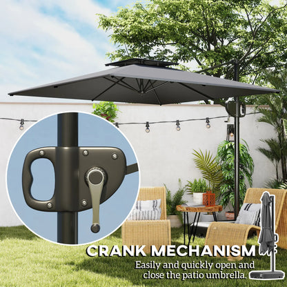 Square Cantilever Patio Umbrella, Double Top Offset, 8' x 9', Dark Grey Offset Cantilever Umbrellas at Gallery Canada