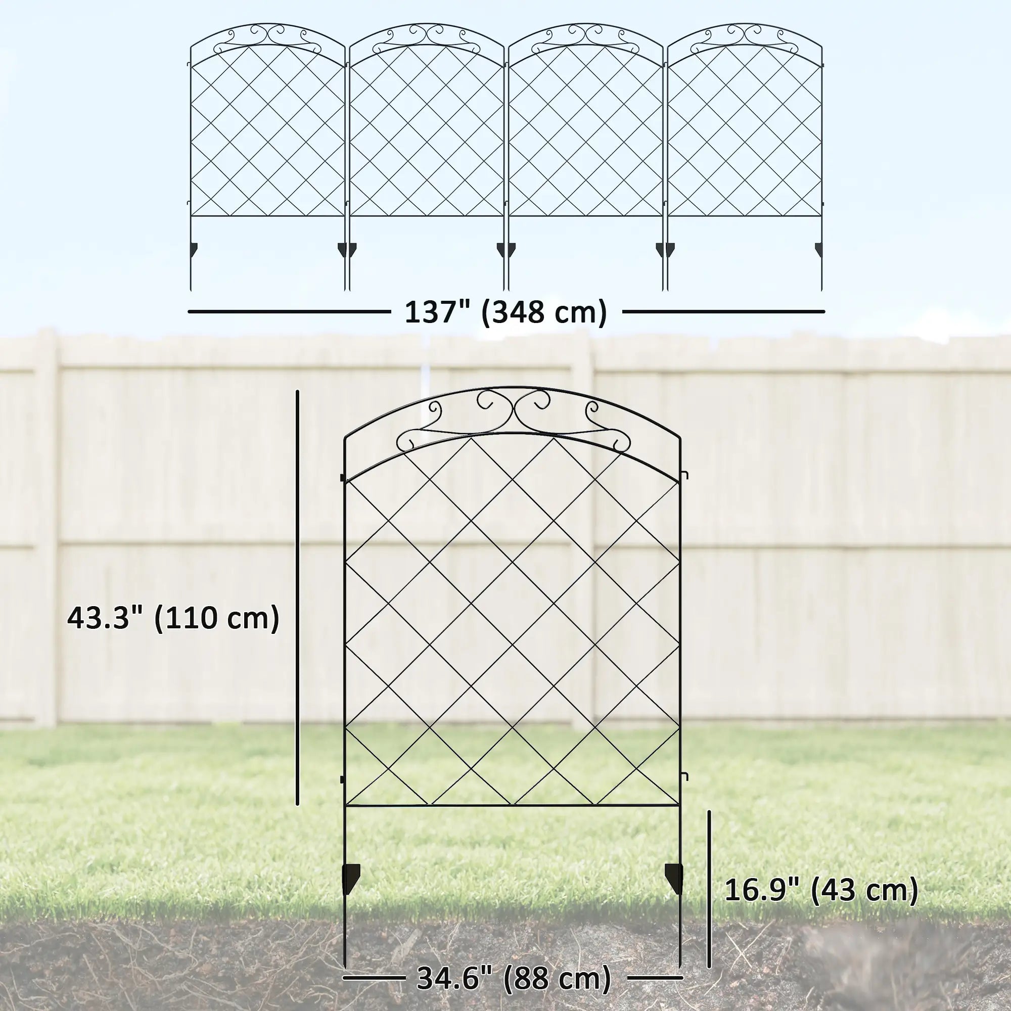 4 Pack Garden Fencing for Yard, Decorative Fence Panels as Animal Barrier and Flower Edging, Circle, Black Garden Fences at Gallery Canada