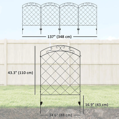 4 Pack Garden Fencing for Yard, Decorative Fence Panels as Animal Barrier and Flower Edging, Circle, Black Garden Fences at Gallery Canada