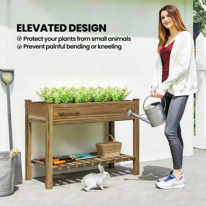 Elevated Planter Box With Legs, Storage Shelf, Raised Garden Bed, Carbonized Elevated Garden Beds at Gallery Canada