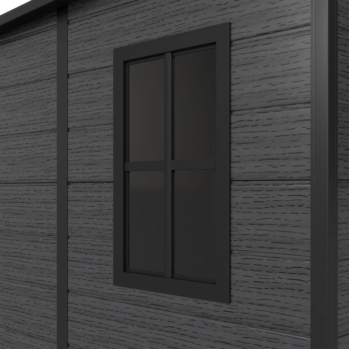 Abri de rangement extérieur 6' x 6', abri de jardin en plastique, gris foncé, gris foncé