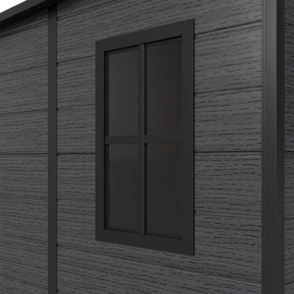 Abri de rangement extérieur 6' x 6', abri de jardin en plastique, gris foncé, gris foncé