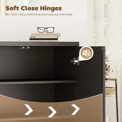 Sideboard Buffet Cabinet, 30.7", Distressed Black Grey Bar Cabinets at Gallery Canada