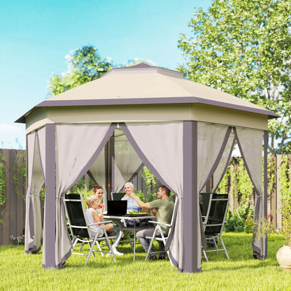 13' x 13' Pop Up Canopy Tent, Netting, Carry Bag, Coffee Beige