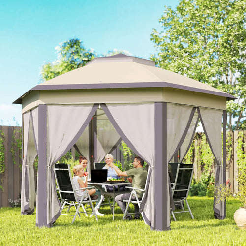 13' x 13' Pop Up Canopy Tent, Netting, Carry Bag, Coffee Beige