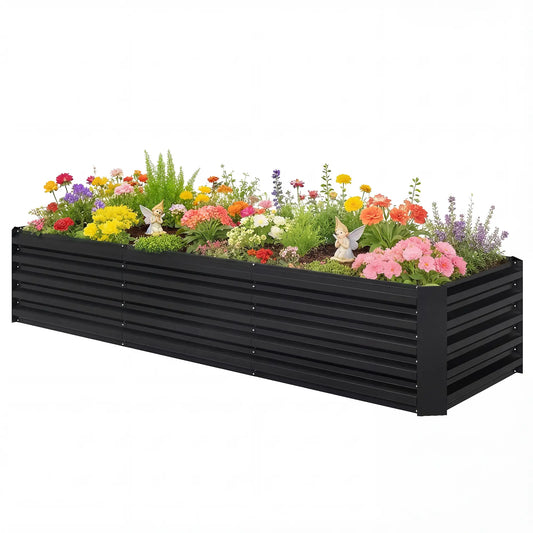 8 x 2.6 x 1.5ft Galvanized Raised Garden Bed, Black Outdoor Planter Box, Black Galvanized Planter Boxes Black at Gallery Canada