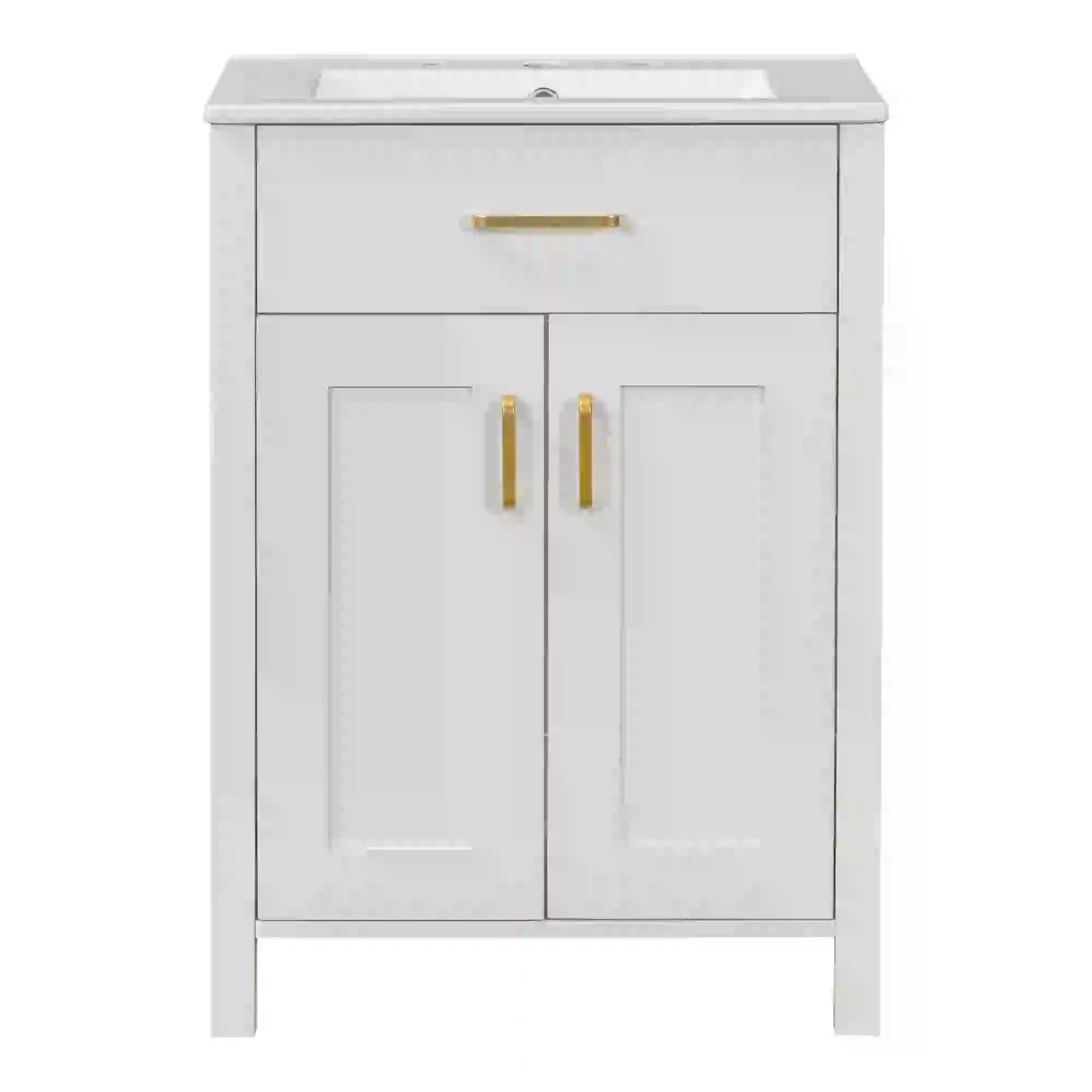 Bathroom Vanity Combo, Ceramic Sink, Storage Cabinet, 24