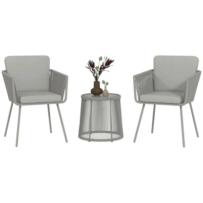 3 Piece Outdoor Bistro Set, Wicker Rattan Furniture, Light Grey Bistro Sets at Gallery Canada