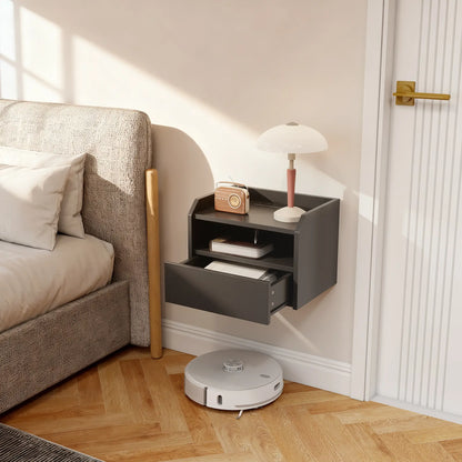 Wall Mounted Bedside Table, Set of 2 with Charging Station, Black Bedside Tables at Gallery Canada