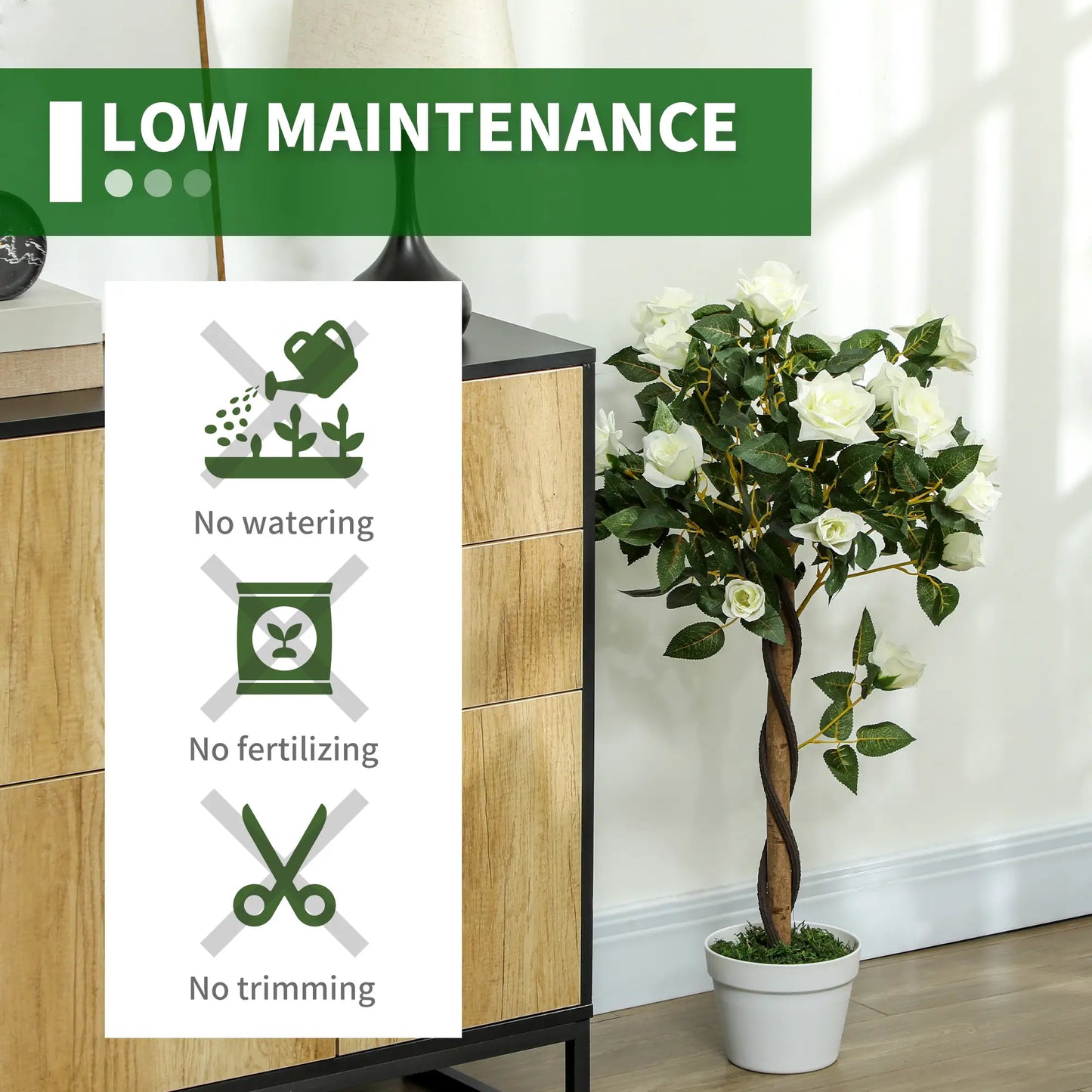 3FT White Rose Artificial Plant Set, Fake Plant For Home Decor, White Artificial Trees at Gallery Canada