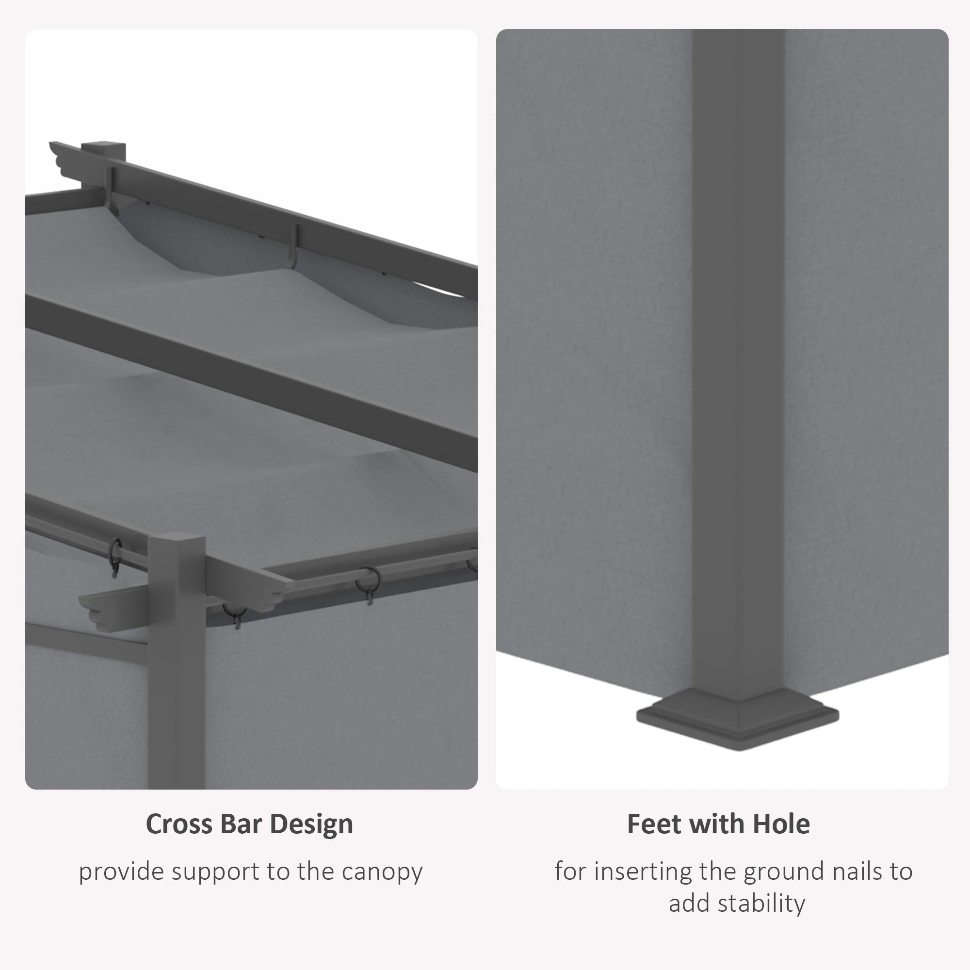 Metal Pergola, Sliding Roof Canopy, Retractable, 10' x 10', Dark Grey Pergolas at Gallery Canada