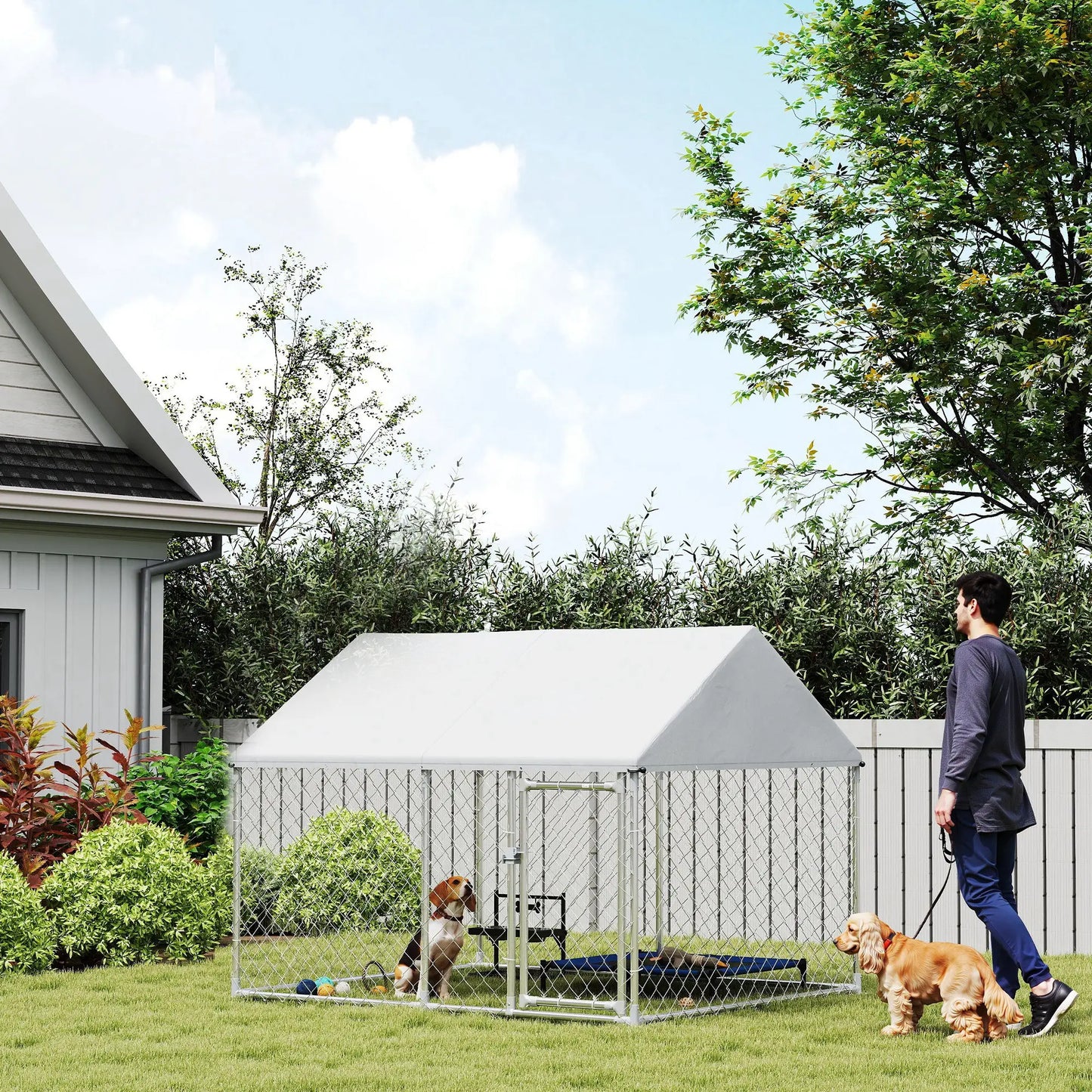 Outdoor Dog Kennel, Waterproof Anti-UV Cover, Quick-Connect Frame, Secure Lock Houses, Kennels & Pens at Gallery Canada