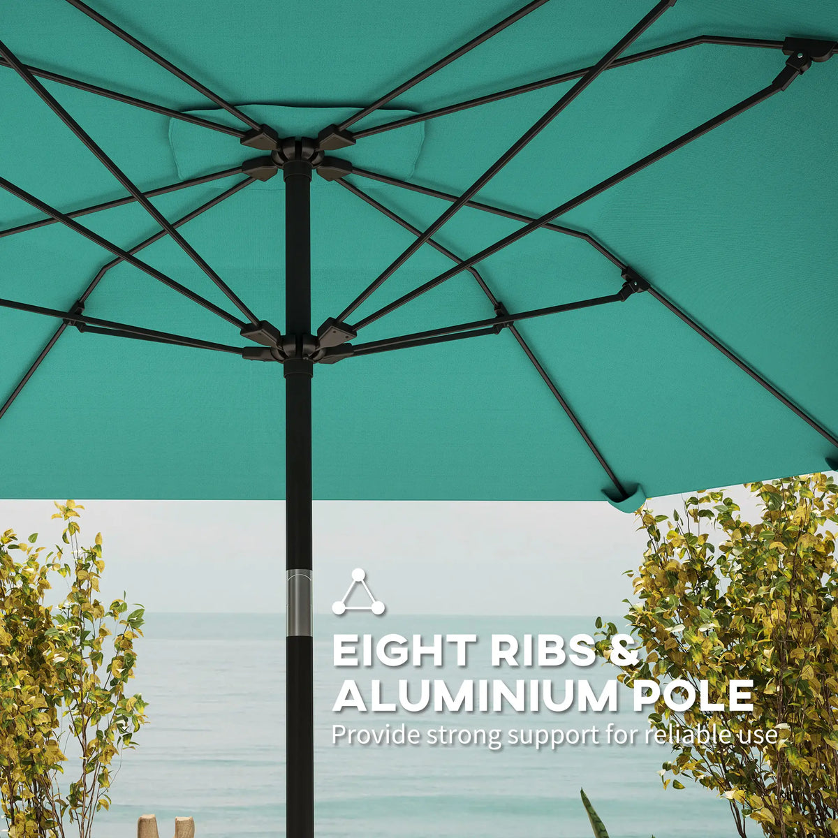 7.6FT Aluminum Patio Umbrella, 8 Ribs, Crank Tilt, Sky Blue Sun Umbrellas at Gallery Canada