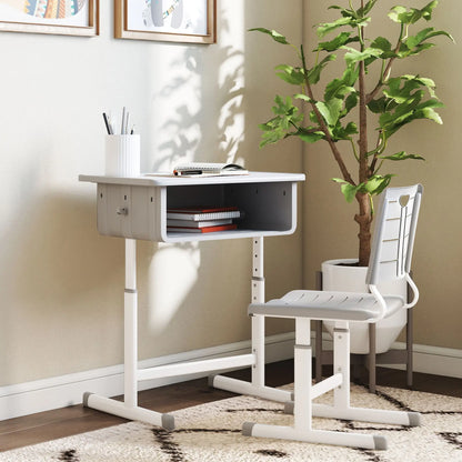 Kids Desk And Chair Set, Height Adjustable, With Drawer, Grey Kids Desk Sets at Gallery Canada