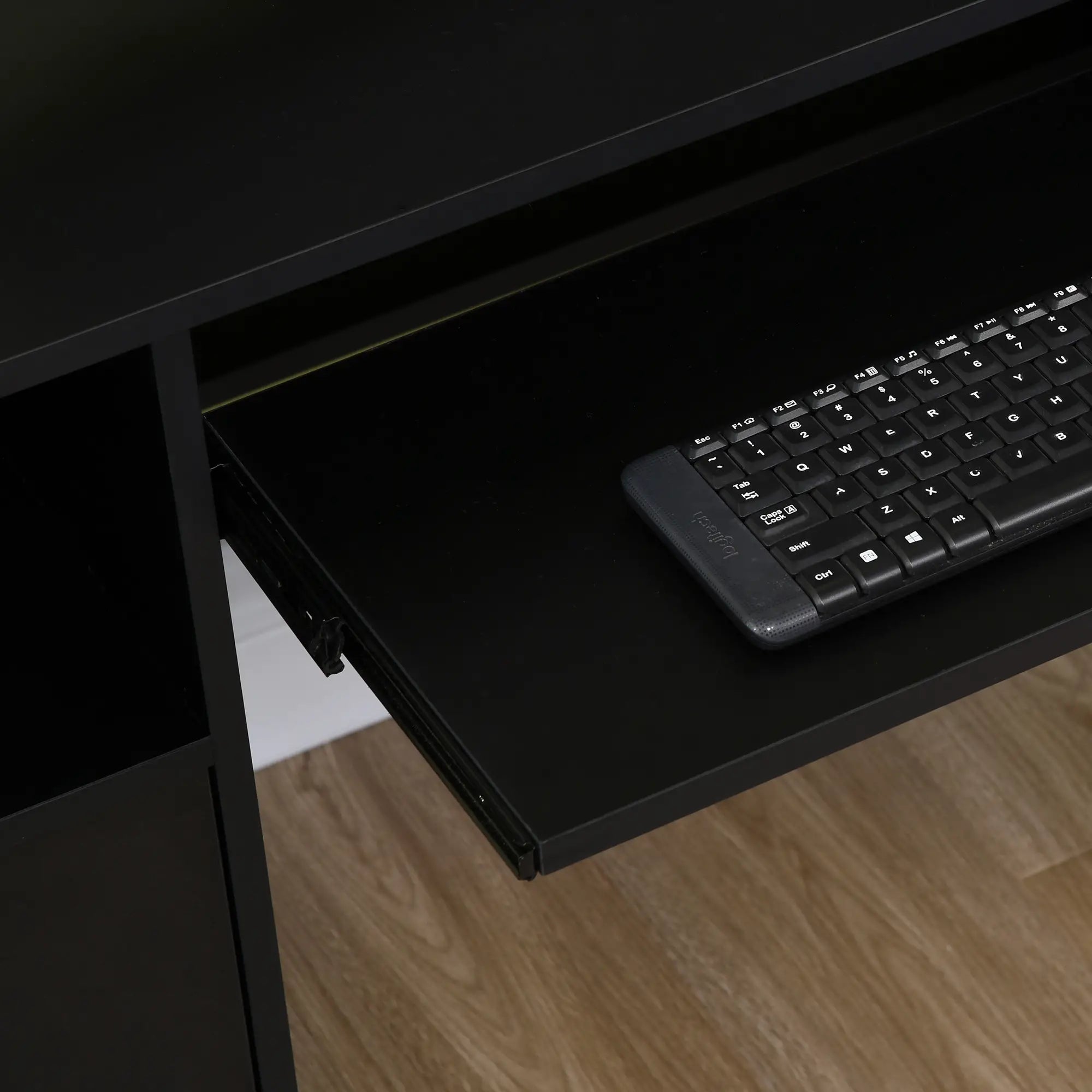 57 Computer Desk With Drawers, Keyboard Tray, Open Shelves, Black Computer Desks at Gallery Canada