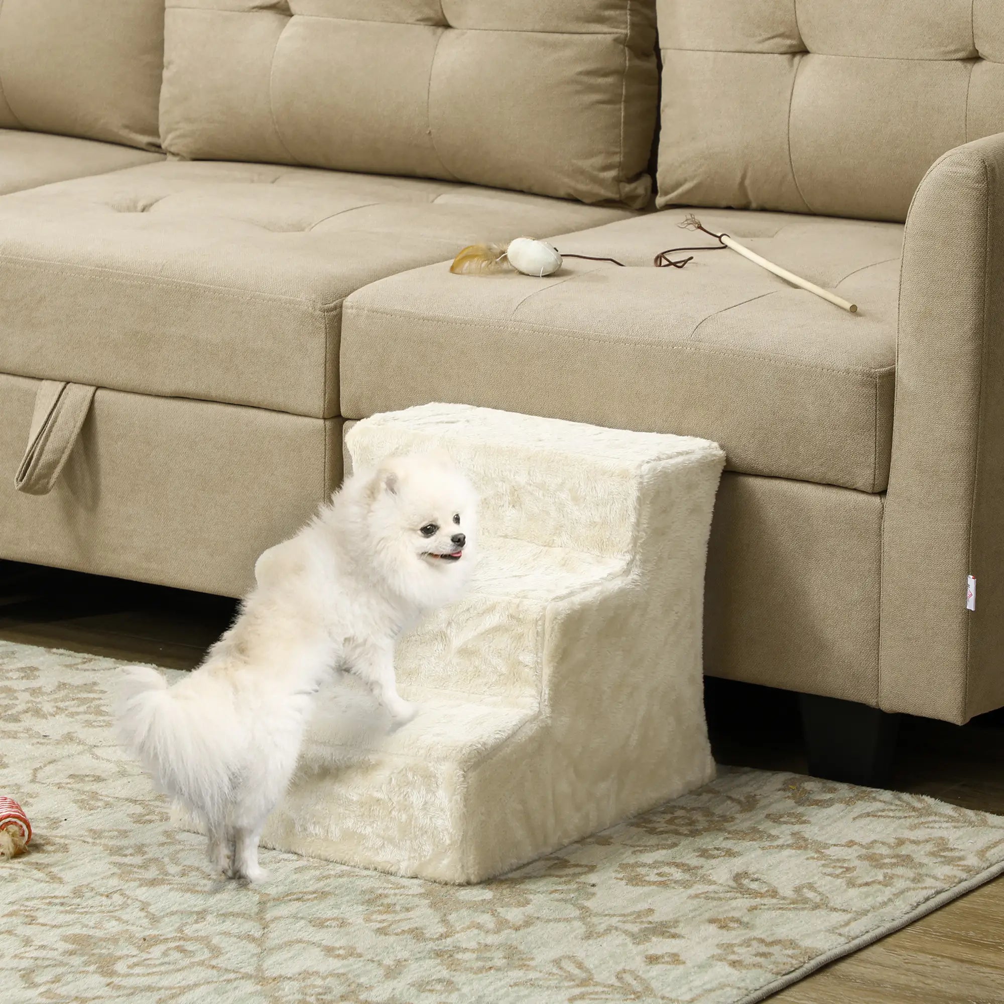 3-Step Dog Ramp for Sofa, Bed, Couch, Removable Cover, Beige Dog Stairs at Gallery Canada