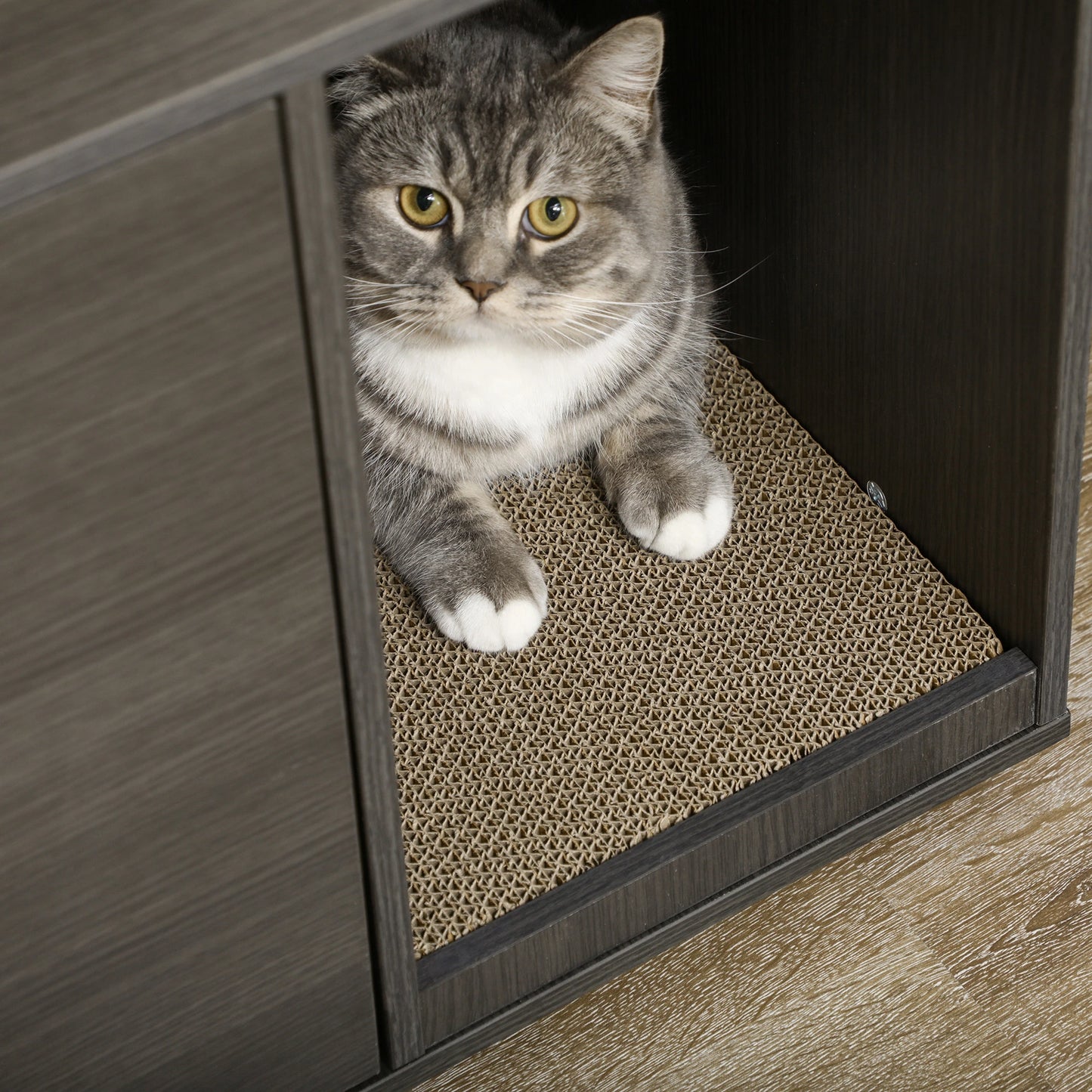 Hidden Cat Litter Box Furniture, Double Doors, Scratching Pad, Black Cat Litter Box Enclosures at Gallery Canada