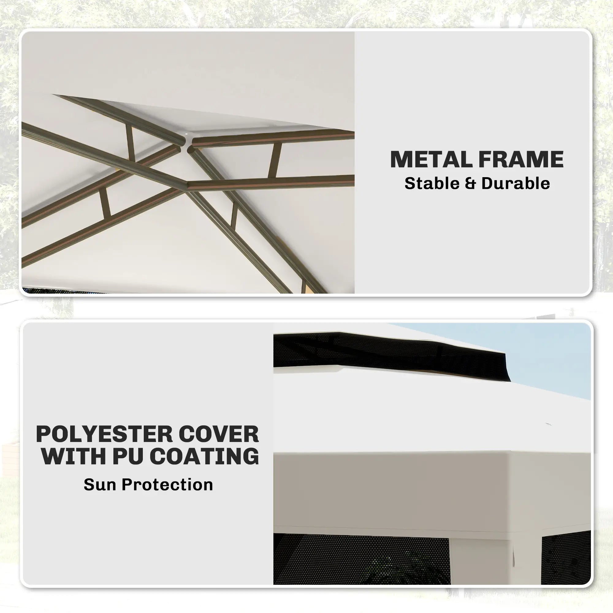 10' x 10' Outdoor Canopy Tent, Mesh Netting, Double Tier Roof, Cream White Gazebos at Gallery Canada
