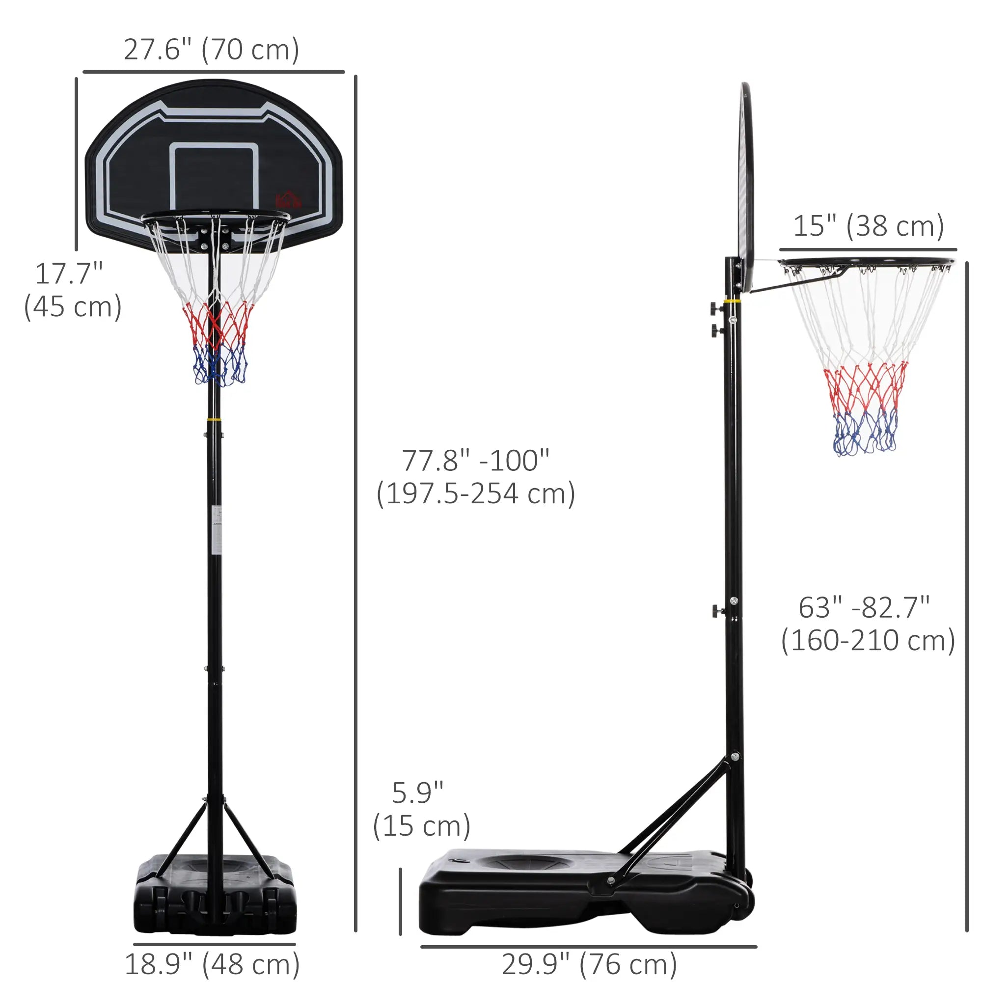 Basketball Hoop and Stand, 5.2-6.9ft Height Adjustable, Black Basketball at Gallery Canada
