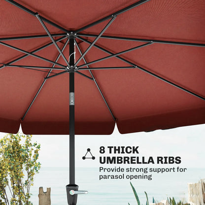 8.5 ft Round Patio Umbrella, Tilt and Crank, Wine Red Sun Umbrellas at Gallery Canada