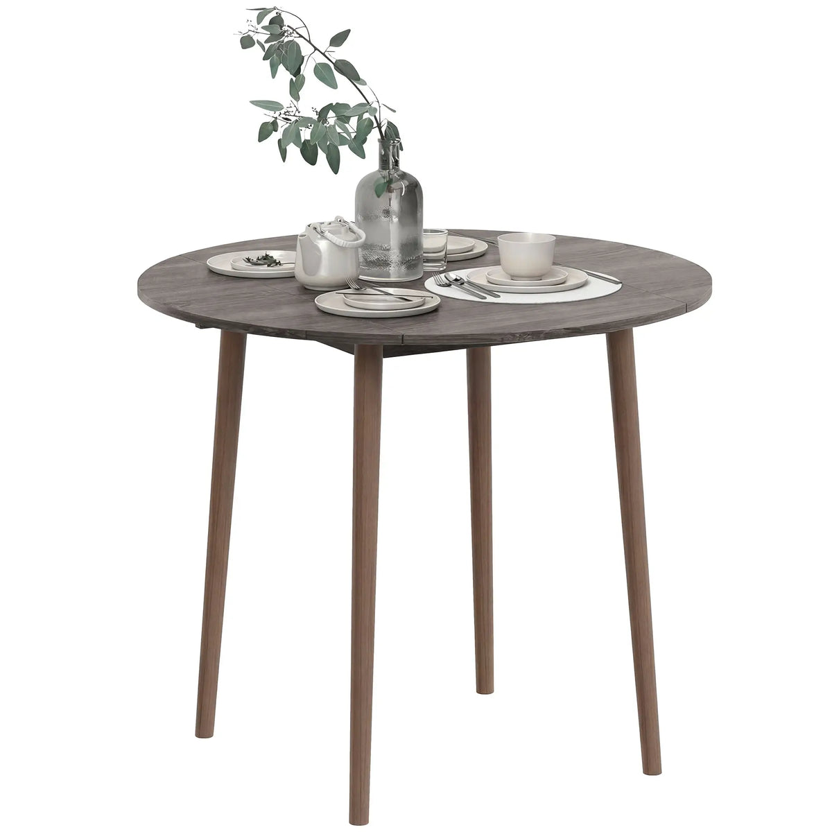 35" Folding Dining Table, Round Drop Leaf, Distressed Light Grey, Light Grey Dining Tables Distressed Light Grey at Gallery Canada