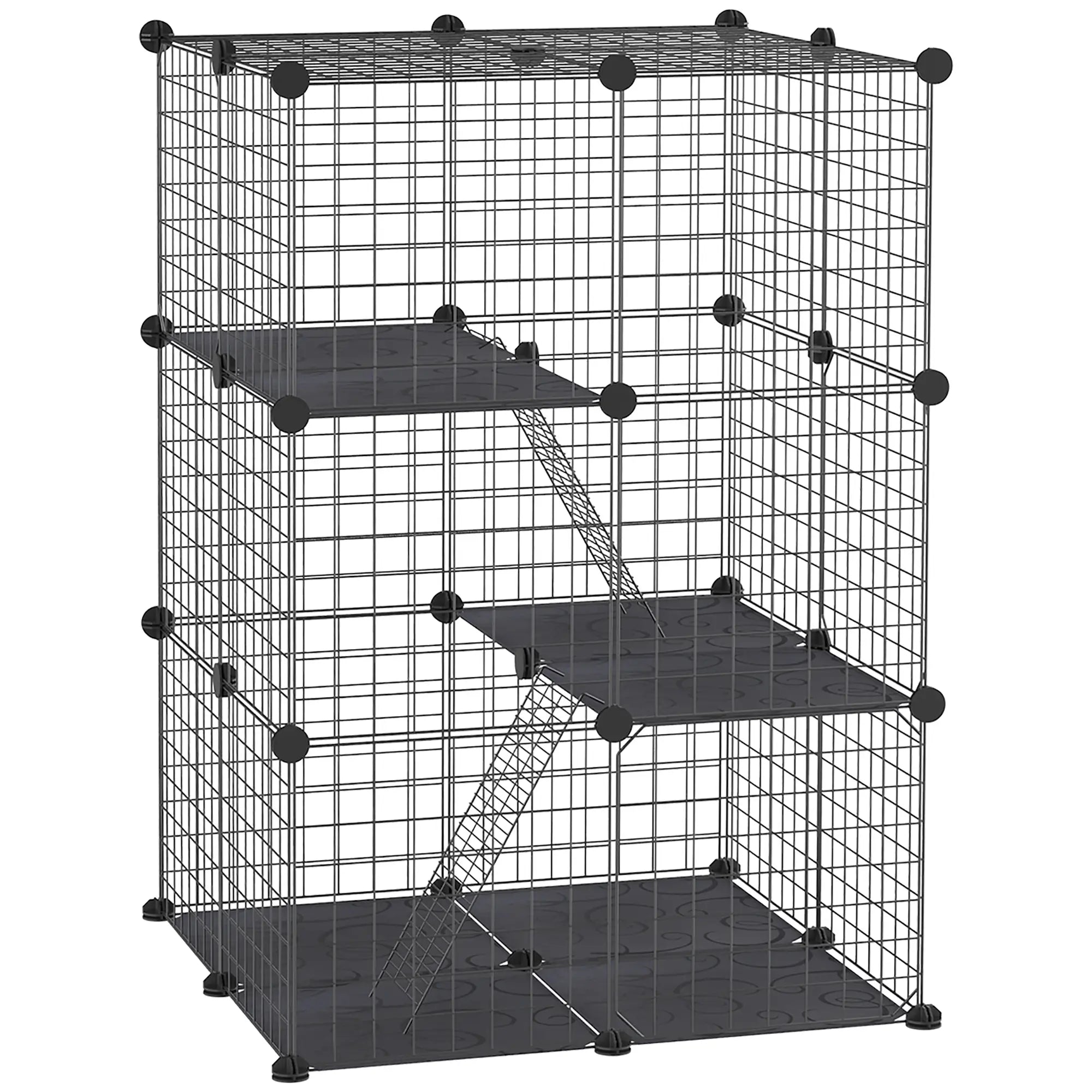 39 Pcs Small Animal Cage, Bunny Hutch, Portable Metal Wire, Black Houses & Habitats Black at Gallery Canada