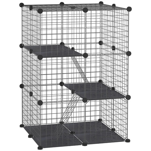 39 Pcs Small Animal Cage, Bunny Hutch, Portable Metal Wire, Black
