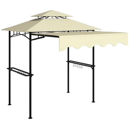 8' x 7.6' Grill Gazebo, Double Tiered, With Side Awning, Beige BBQ Grill Gazebos at Gallery Canada