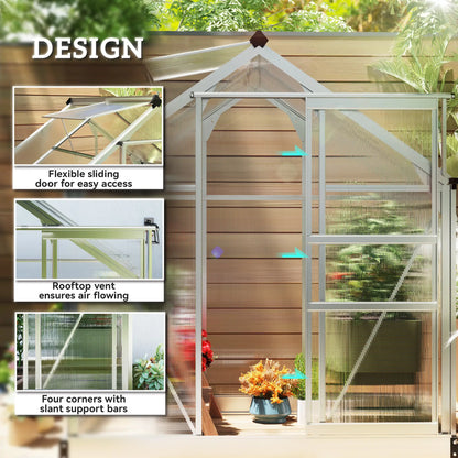 6' x 4' x 6.6' Polycarbonate Greenhouse, Walk-In Kit, Silver Walk In Greenhouses at Gallery Canada