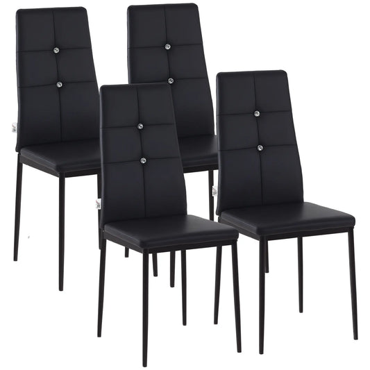 Modern Dining Chairs Set of 4, Upholstered High Back, Black Bar Stools Black at Gallery Canada