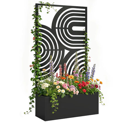 Metal Planter Box With Trellis, 44.5" Raised Garden Bed Privacy Screen Galvanized Planter Boxes at Gallery Canada