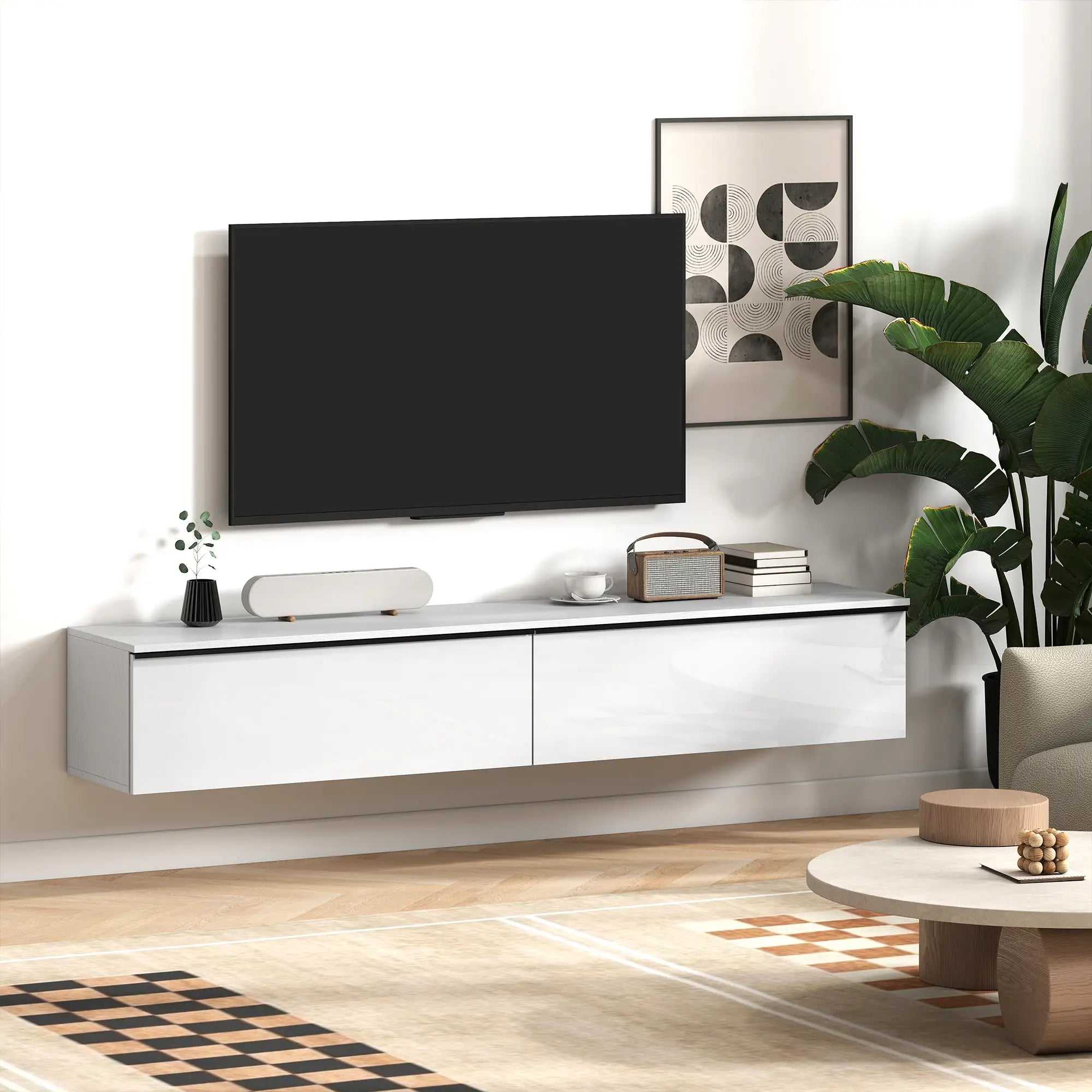 Wall Mounted TV Stand, Floating Cabinet, For TVs Up To 80