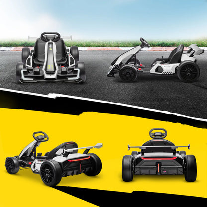 24V Electric Go Kart, Battery Powered Kids Drift Kart, Adjustable Seat, White Electric Ride On Toys at Gallery Canada