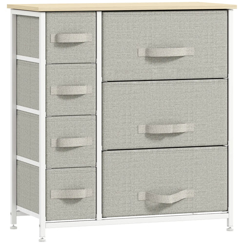 7-Drawer Dresser, Metal Frame, Fabric, Light Grey