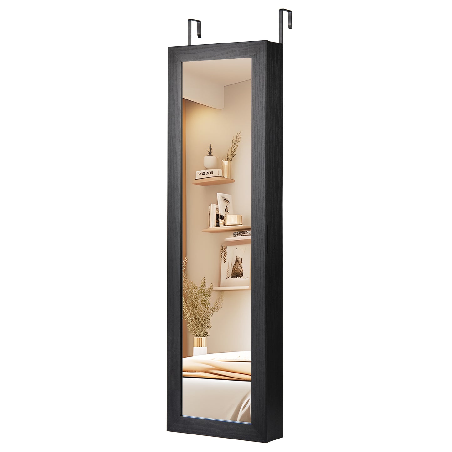 Wall Mounted Jewelry Cabinet With Full Length Mirror, Black Jewelry Armoires at Gallery Canada